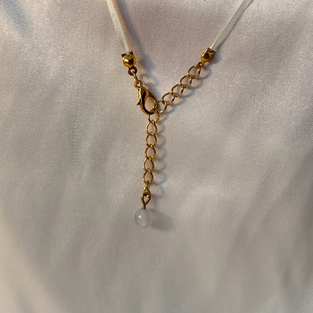 Hand Crafted Gold Necklace with White Accent
